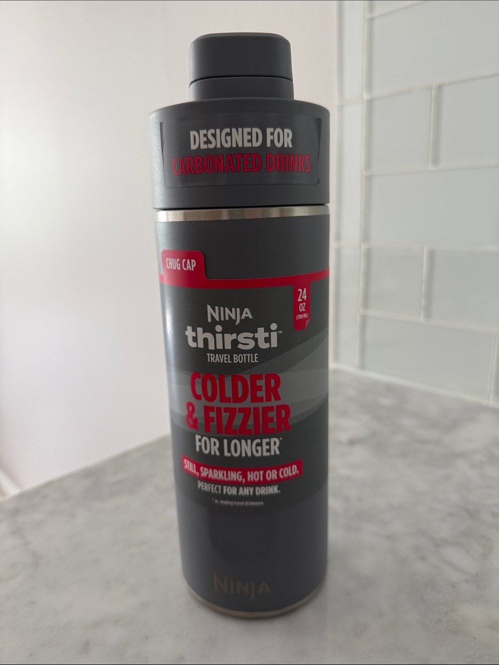 Ninja thirsti gray travel bottle 24 ounces